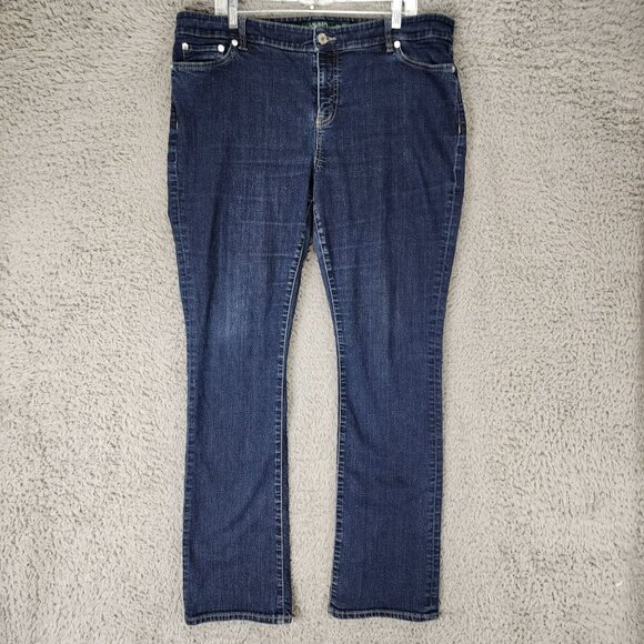 Lauren Ralph Lauren Jeans Womens 16W Dark Wash Stretch High Rise Bootcut *Read* - Picture 1 of 12